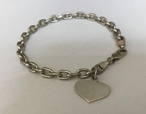 Pulsera italiana vintage con dije de corazón de plata de ley - Imagen 1 de 7