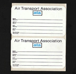 OPC X2 Vintage ATA Associazione Trasporto Aereo 3 1/2" x 2" Etichette Peel & Stick - Foto 1 di 1
