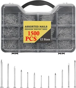 1500 Pcs Nails Assortment Kit Hardware Hanging Small Pictures Assorted 12 Sizes - Picture 1 of 8