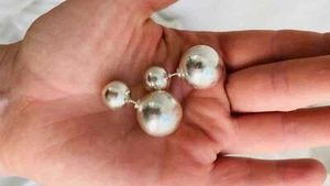 Silver Barbell Earrings. Thailand. 0116 - Picture 1 of 3