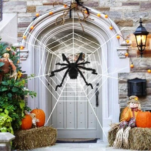 59" Inches Halloween Mega Spider Web Outdoor Yard Party Graveyard Decorations - Picture 1 of 10