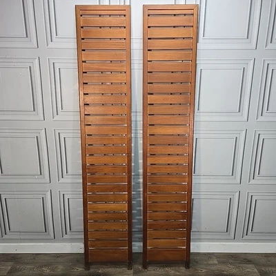 Pair 2 Retro Vintage Ladderax Uprights Teak - Modular Shelf Shelving Rails Ends - Image 1 of 4