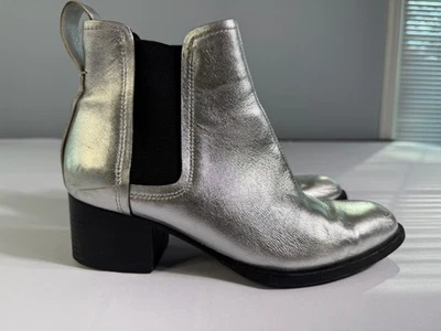 Rag & Bone Walker III Ankle Leather Booties In Silver Size: 37 EU - Image 1 of 4