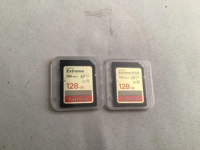 2X SanDisk Extreme and Plus 128GB Class 10 150MB/s SD Memory Card total 256GB - Image 1 of 2