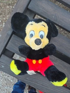 Juguete de peluche de colección años 70 Disneyland Mickey Mouse 9" con cáscaras de nuez trituradas WALT DISNEY - Imagen 1 de 6