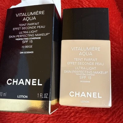 CHANEL Vitalumiere Aqua SKIN PERFECTING Makeup Foundation  - 70 BEIGE 30ML/1OZ - Image 1 of 2