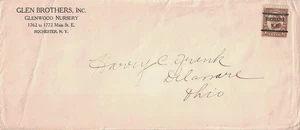 1925 Era Rochester, New York Precancel on 1½¢ Sc. #582 on Glenwood Nursery Cover - Picture 1 of 1