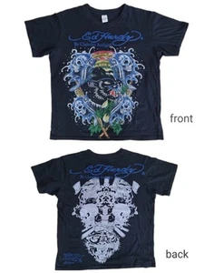 RARE Vintage 90s 2000s Y2K Ed Hardy Christian Audigier Rhinestone Black T Shirt - Bild 1 von 22