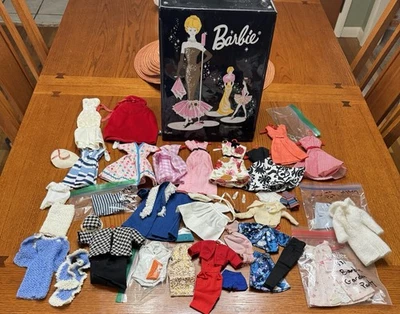 Vtg. 1960s Barbie Mixed Clothing Lot Mattel & Mom Made Plus Accessories & Case - Image 1 of 4