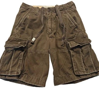 Abercrombie & Fitch Pantalones Cortos Carga Para Hombre 30/32 Marrón Algodón De Colección Y2K Pesado Raro Foto 1 de 4