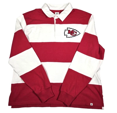 Kansas City Chiefs 47 Brand Rugby Long Sleeve Shirt Red White Men's Large New - Image 1 of 4