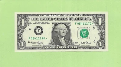2001* ..UNCIRC $1  F 0541 1170 *  .... 2001 $1  F-*       STAR NOTE      FRN - Image 1 of 2