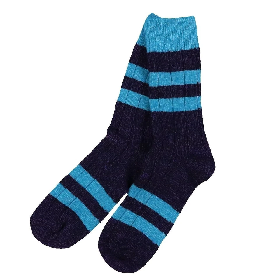 Happy Socks Unisex Grueso Lana Tejido Púrpura y Azul Rayas Calcetines Talla 10-13 Nuevo Foto 1 de 1