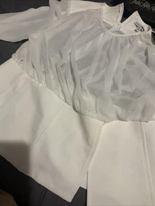Fashion Nova transparentes Schößchen lange transparente Bindeärmel weiß XLarge - Bild 1 von 15