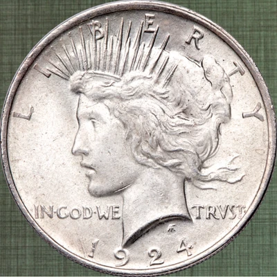 1924 Peace Silver Dollar AU Condition The 101 Year Ago Issue-1 Coin - Image 1 of 2