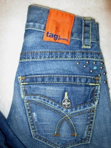 Tag Jeans Boot Flap Pockets  Womens Jeans Size 24 x 33.5 1009   Embellished  USA - Picture 1 of 6
