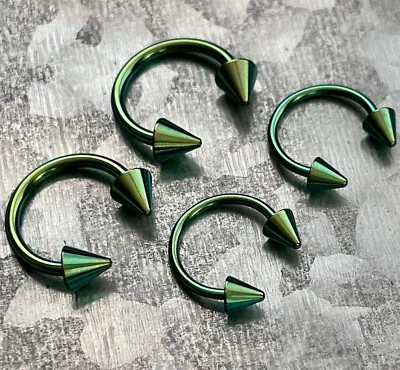 PAR de barras circulares con púas de titanio herradura tabique, cejas, anillos para pezones Foto 1 de 4