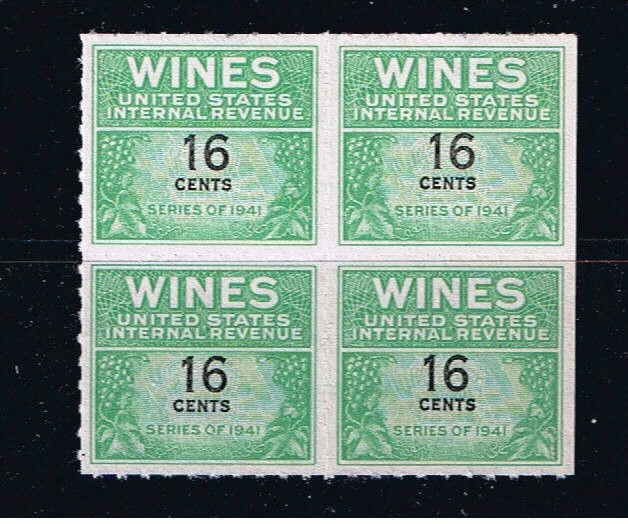 Scott RE128  16  CENT WINES REVENUE STAMP  Block of 4 MNH.  Price cut!! - Image 1 of 1
