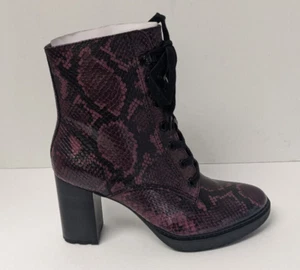 Naturalizer Callie Lace-Up Heeled Boots, Burgundy Snake, Women's 8.5 M - Picture 1 of 7