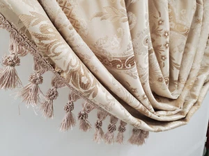 Francia Tenda Damascata Jacquard 52x84 Pannello o Frangia Valance Shirred a 30Wx22L - Foto 1 di 8
