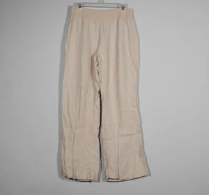 Calvin Klein Beige Wide Leg Cotton Linen Stretch Waist Pants - Size L - Picture 1 of 5