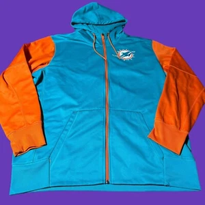 Nike Miami Dolphins Full Zip Performance Hoodie Blue Orange Check Logo XL - Picture 1 of 9