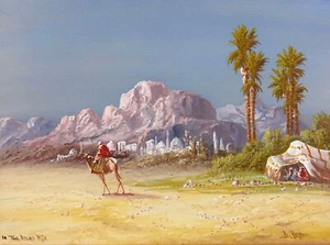 Antique North Africa Gouache Painting Atlas Mountains by B Rappini - Picture 1 of 10