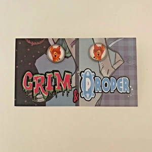 Bambi silver stud earrings geek retro vintage rockabilly Disney deer Thumper - Bild 1 von 2