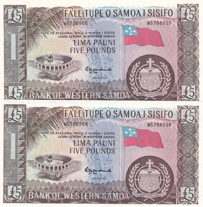 Western Samoa, 5 Pounds, 2020, UNC, p15CS, (Total 2 consecutive banknotes) - Picture 1 of 2