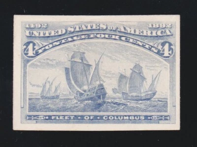 US 233P4 4c Columbian Exposition Proof on Card (001) - Image 1 of 2
