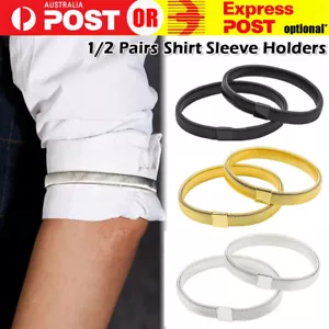 Unisex Anti-Slip Shirt Sleeve Holders Fashion Elastic Armbands Hold Ups Garter - Picture 1 of 12