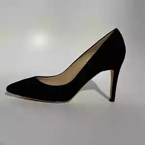 J. Zapatos de salón Crew Everly de gamuza negra tacones altos talla 7 Italia suela de cuero y parte superior nuevos - Imagen 1 de 21