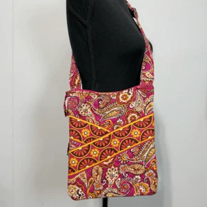 Stephanie Dawn Quilted Crossbody Sling Purse Bag Pink and Orange Sunset Paisley - Picture 1 of 10