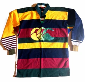 Maglia Rugby Canterbury International Vintage anni 80 Color Block Shirt Uomo Medium - Foto 1 di 8