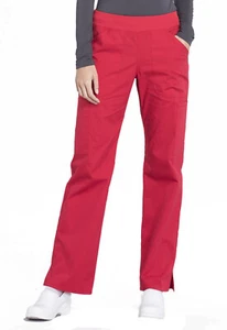Cherokee Workwear Scrubs Mid Rise Straight Cargo Petite Pant WW170P RED Red - Picture 1 of 5