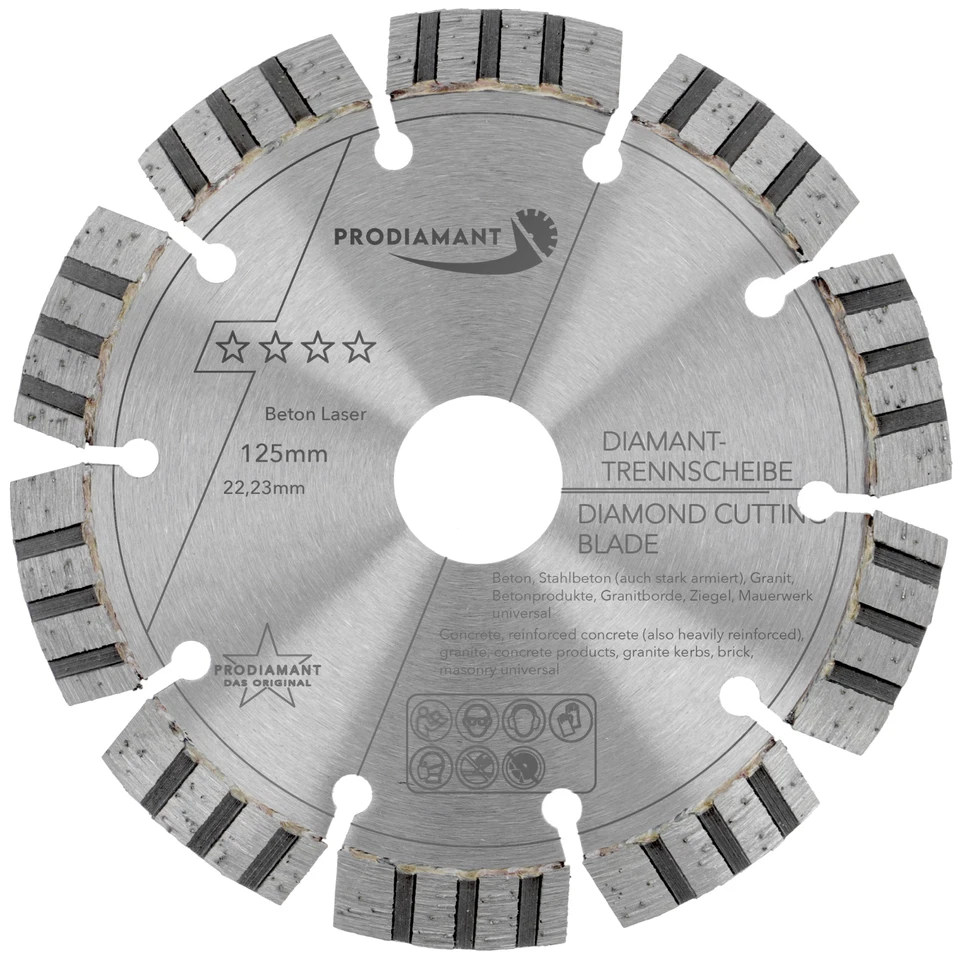Diamant-Trennscheibe Beton Laser 125 mm x 22,2 mm Granit PRODIAMANT Premium