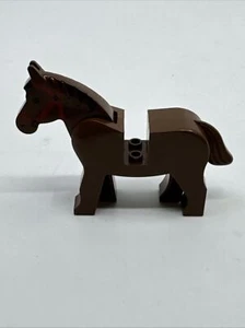 Lego Minifigure Figure Horse Brown Red Bridle Black Eyes Vintage Castle - Picture 1 of 5