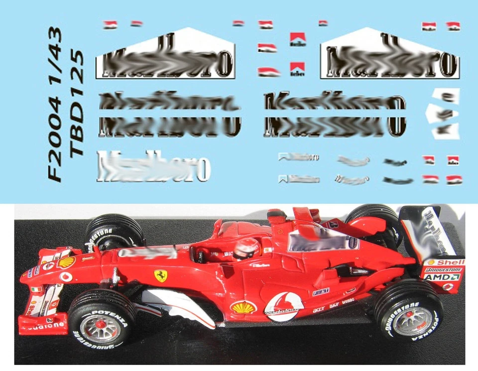 TBDECAL&MODELS 1/43 Decals per FERRARI F1 F2004 MICHAEL SCHUMACHER TBD125