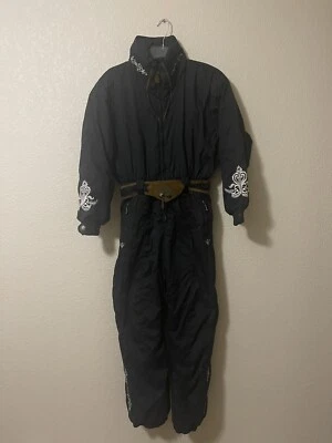 Vintage Retro Obermeyer Ski Suit Black Southwest Sz 10P EUC - Image 1 of 4