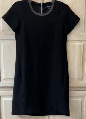 Vestido Vaina Madewell Negro Manga Corta Cuero Cuello Borde Talla XXS Foto 1 de 4