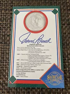 🔥JOHNNY BENCH CINCINNATI REDS BASEBALL STARS SHOWCASE 999 SILVER COIN CASE COA - Picture 1 of 8