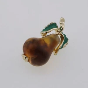 Vintage Glas & Emaille Birne Obst Pin - Bild 1 von 3
