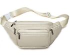 NEW White Waist Bag Belt Waist Packs Cowhide Genuine Leather Fanny Pack Bum/Hip