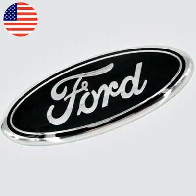 Ford F150 2005-2014 negro y cromo parrilla delantera/portón trasero 9 pulgadas emblema ovalado 1 pieza Foto 1 de 3