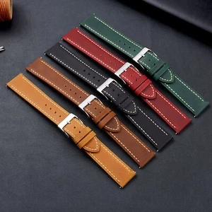 Reloj de Cuero Cosido a Mano Caballo Loco de Alta Calidad Correa Azul Rojo - Imagen 1 de 11
