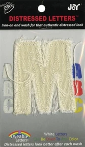 JOY LETTER SHOP 2.5-inch WHITE Distressed Iron On Letter - M - Picture 1 of 1