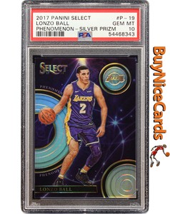 2017 Lonzo Ball Panini Select Phenomenon Silver Prizms SP RC Rookie #P-19 PSA 10