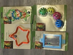 Lot Of 4 Bird Parakeet Cockatiel Parrot Toys Mirror Swing Lattice Balls Sky Ring - Bild 1 von 5
