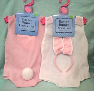 Easter Bunny DRESS Up Ears One PIECE Costume Toddler 3+ Pink WHITE New Toddler - Picture 1 of 10