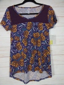 Top donna Lularoe classico T grigio bluastro floreale taglia XXS nuovo con etichetta - Foto 1 di 3